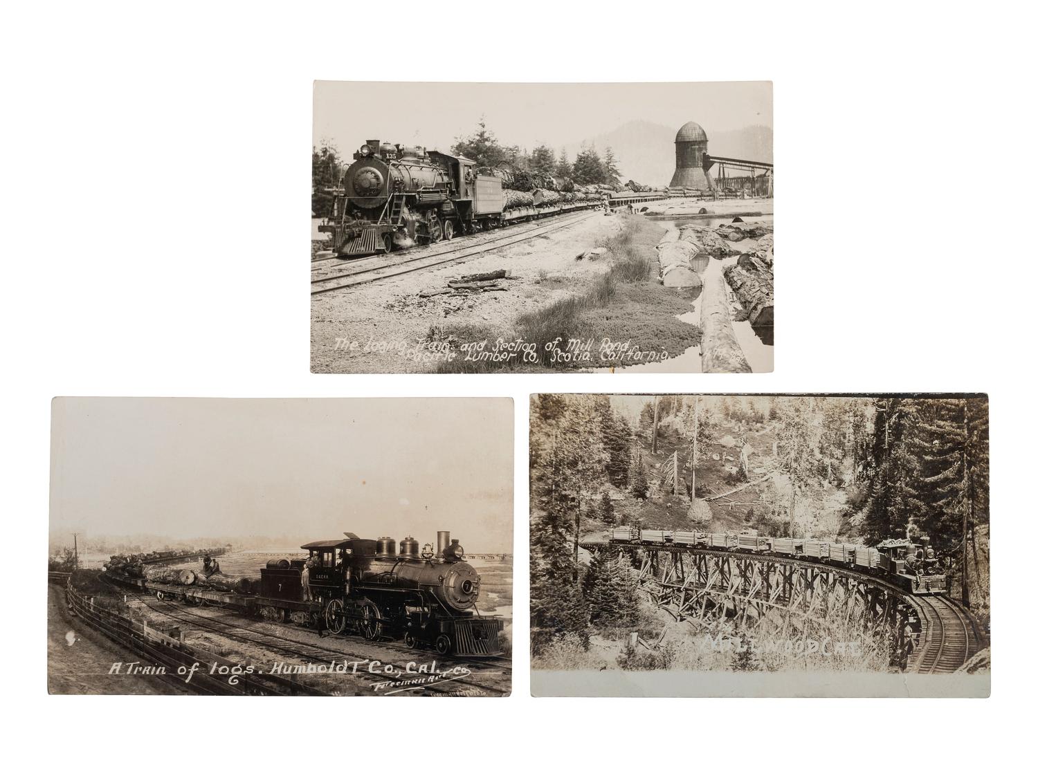 [EPHEMERA]. A group of 72 RPPCs and photographs of logging views.