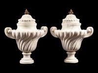 A Pair of Italian Bronze-Mounted Fluted Marble Urns