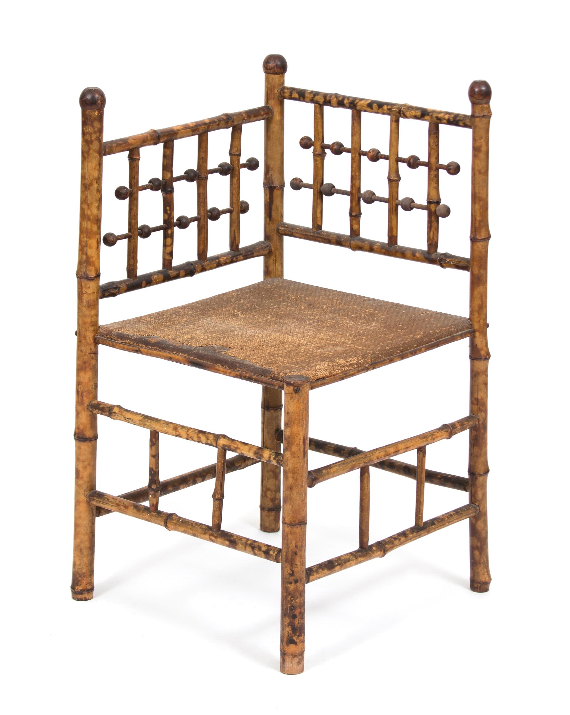 A Victorian Style Bamboo Corner Chair Height 32 inches. — 20TH CENTURY