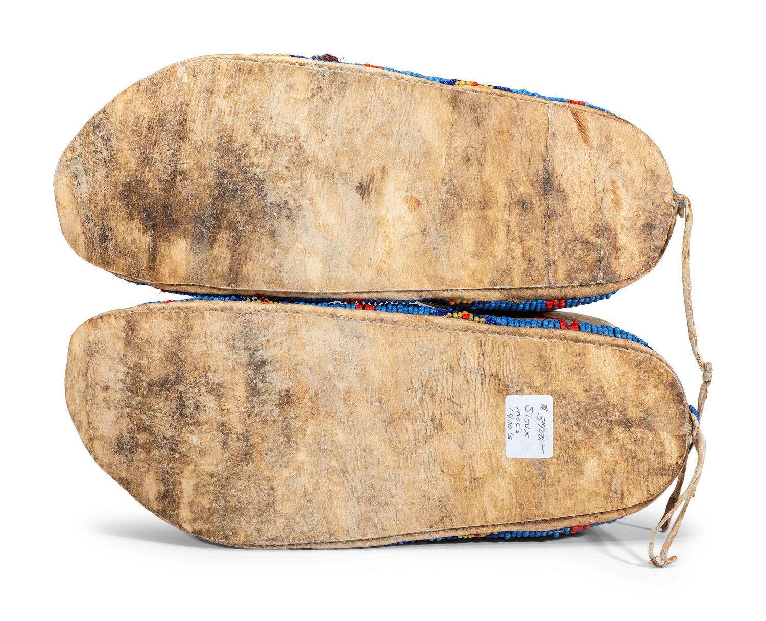 Sioux Quilled and Beaded Hide Moccasins