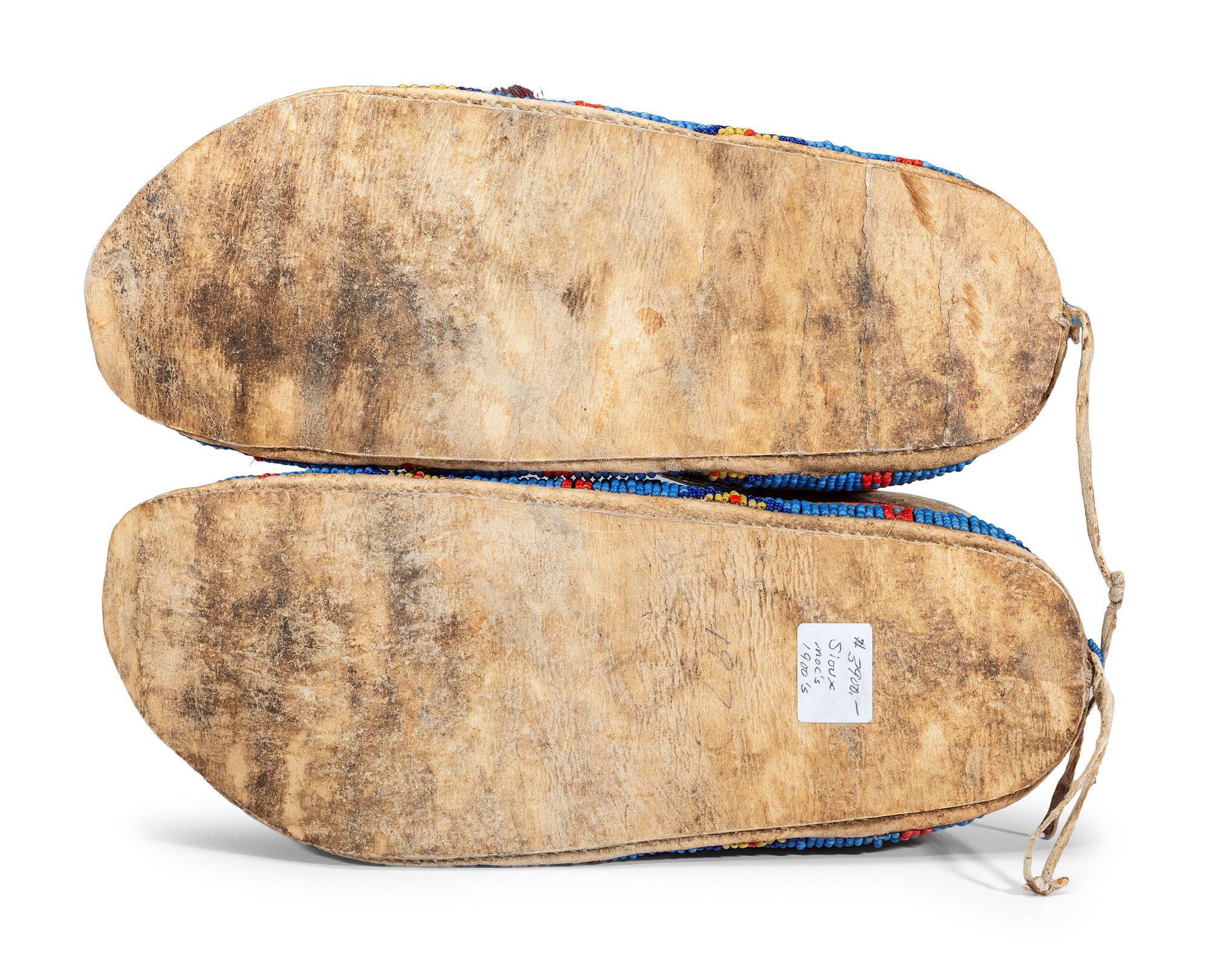 Sioux Quilled and Beaded Hide Moccasins