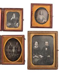 [EARLY PHOTOGRAPHY]. A group of daguerreotypes featuring women with embellished jewelry and accessories, including: