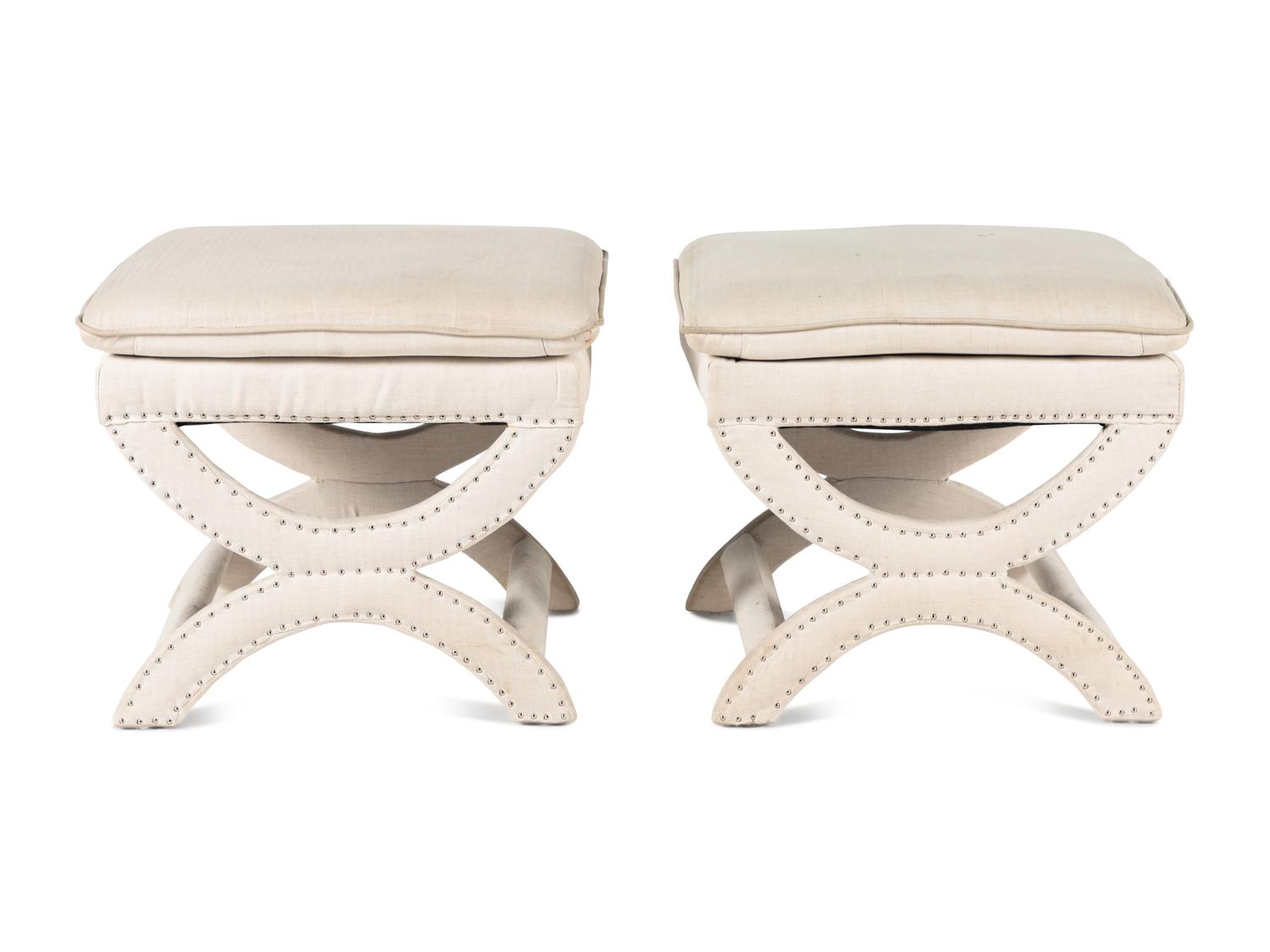 A Pair of Contemporary Upholstered Stools