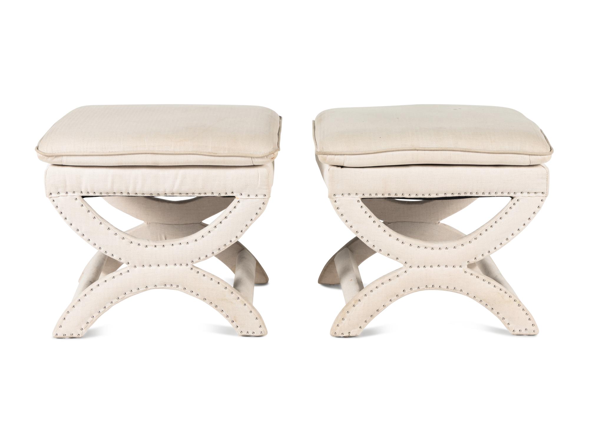 A Pair of Contemporary Upholstered Stools
