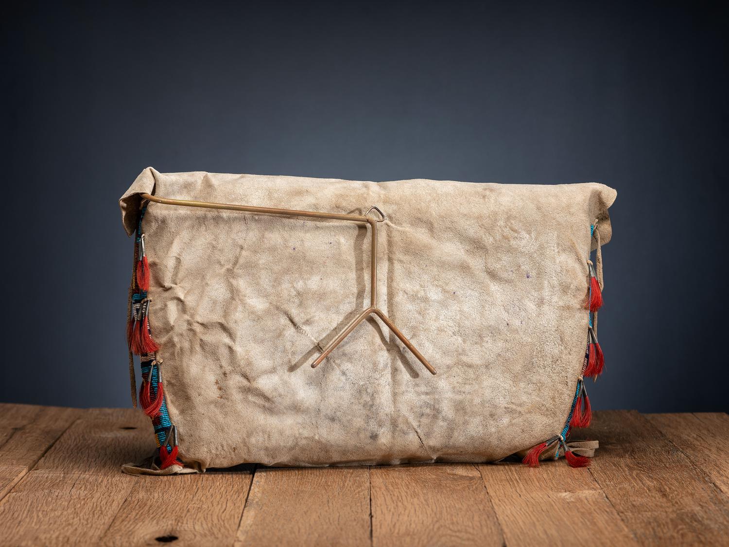 Sioux Beaded Buffalo Hide Possible Bags, Matched Pair