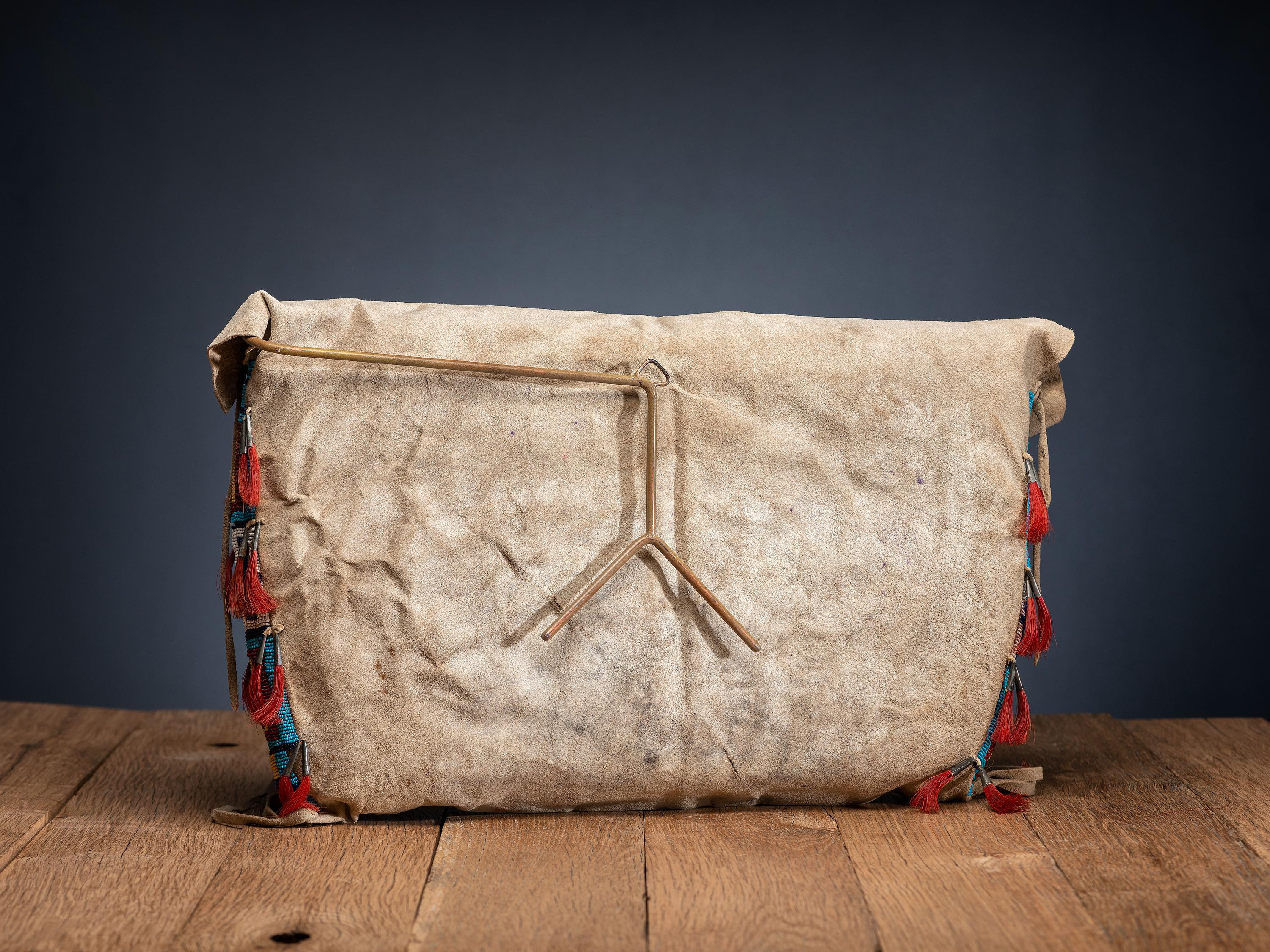 Sioux Beaded Buffalo Hide Possible Bags, Matched Pair