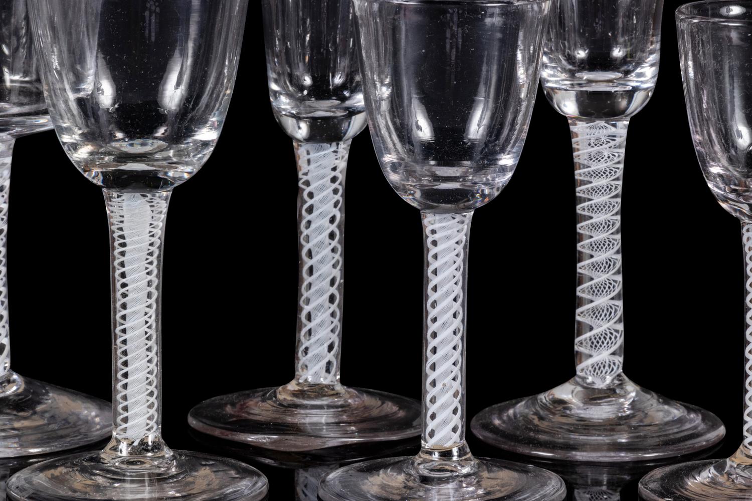 A Set of Ten English Twist Stem Wine Goblets