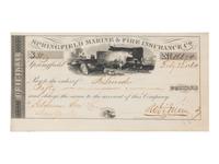 [LINCOLN, Abraham (1809-1865)]. Partly engraved document filled out to Lincoln and signed ("Rob. Irwin") as Treasurer of Springfield Marine & Fire Insurance Co., Springfield, 22 February 1860.
