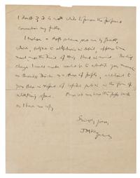 KEYNES, John Maynard, 1st Baron. Autographed letter signed ("JM Keynes"), to "My dear Ogden", Firth Sussex, 6 September 1919.