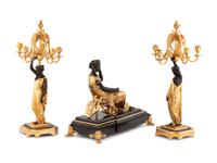 A Gilt and Patinated Bronze Figural Garniture after Jean Jules Salmson
