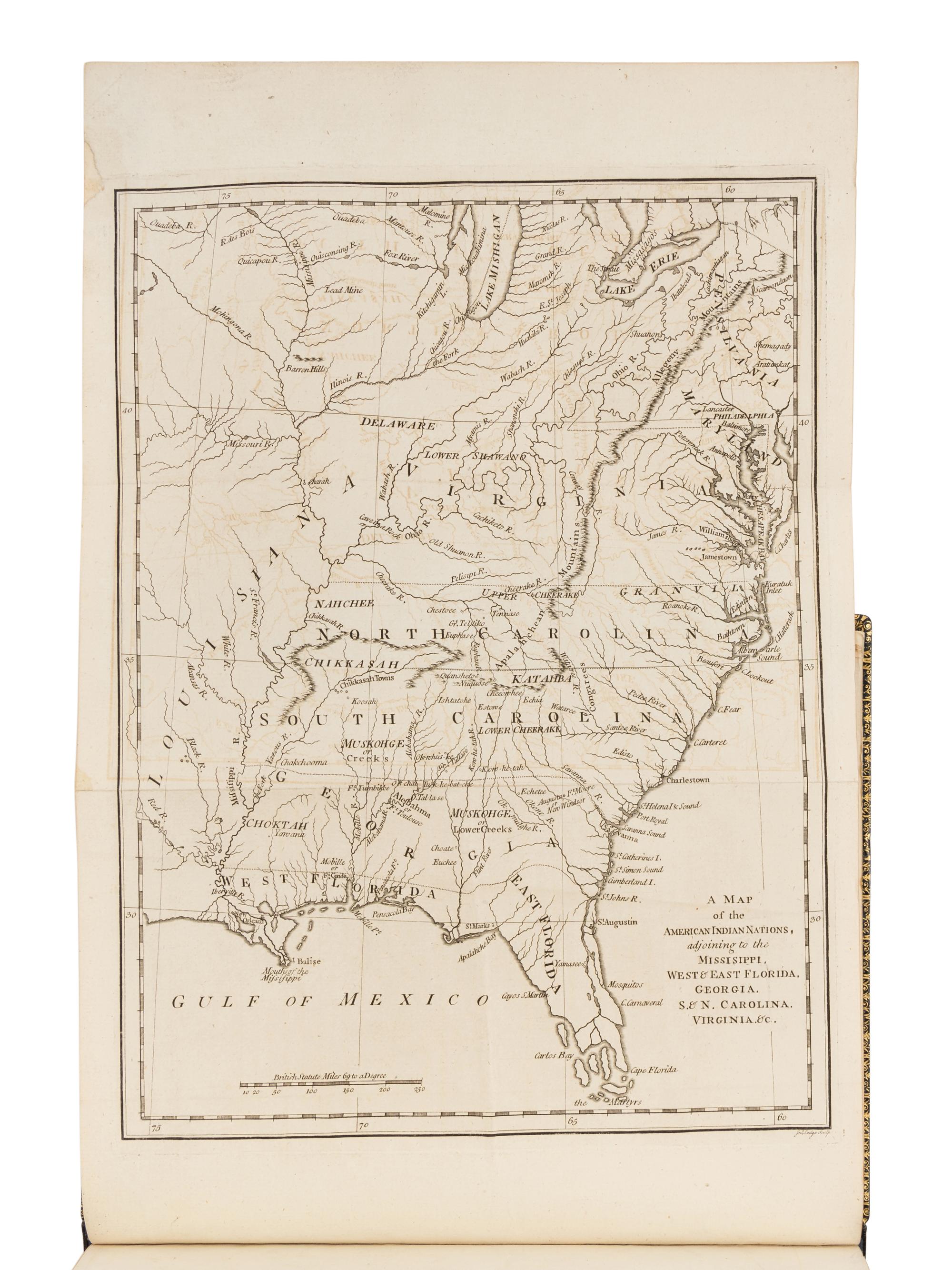ADAIR, James (1709-1783). The History of the American Indians; Particularly Those Nations Adjoining to the Mississippi, East and West Florida, Georgia, South and North Carolina, and Virginia . London: Edward & Charles Dilly, 1775.