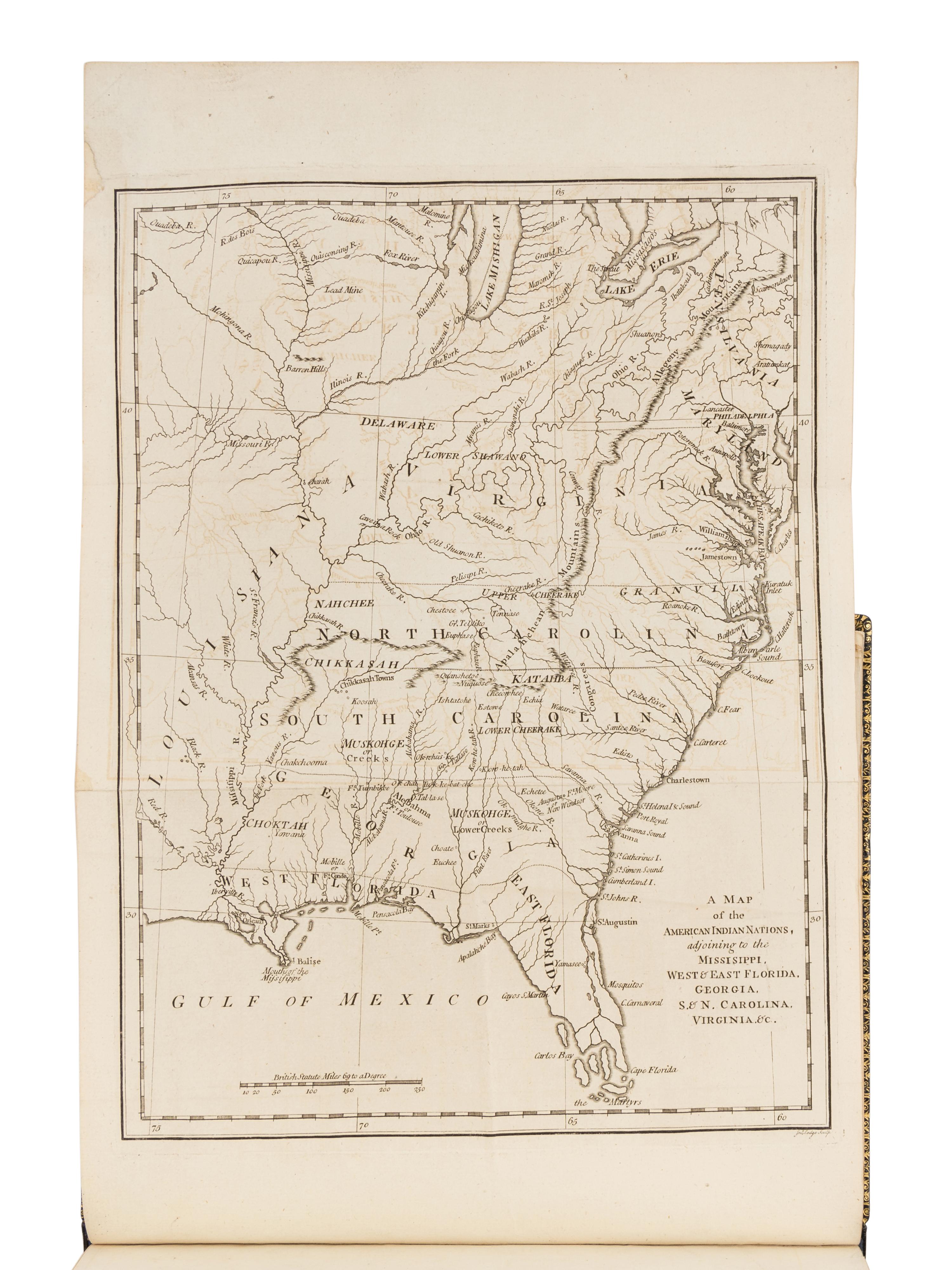 ADAIR, James (1709-1783). The History of the American Indians; Particularly Those Nations Adjoining to the Mississippi, East and West Florida, Georgia, South and North Carolina, and Virginia . London: Edward & Charles Dilly, 1775.