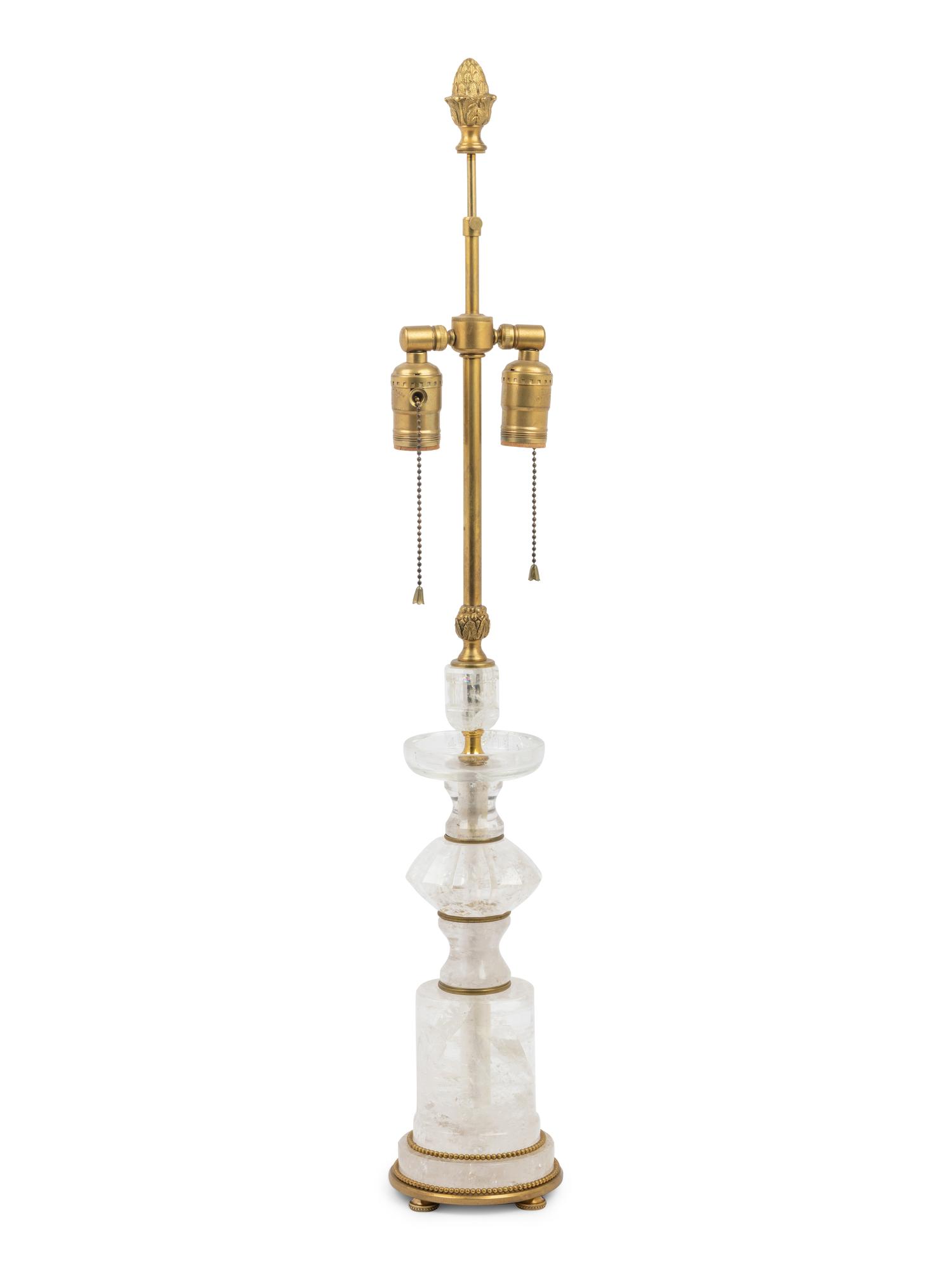 A Gilt Metal Mounted Rock Crystal Table Lamp
