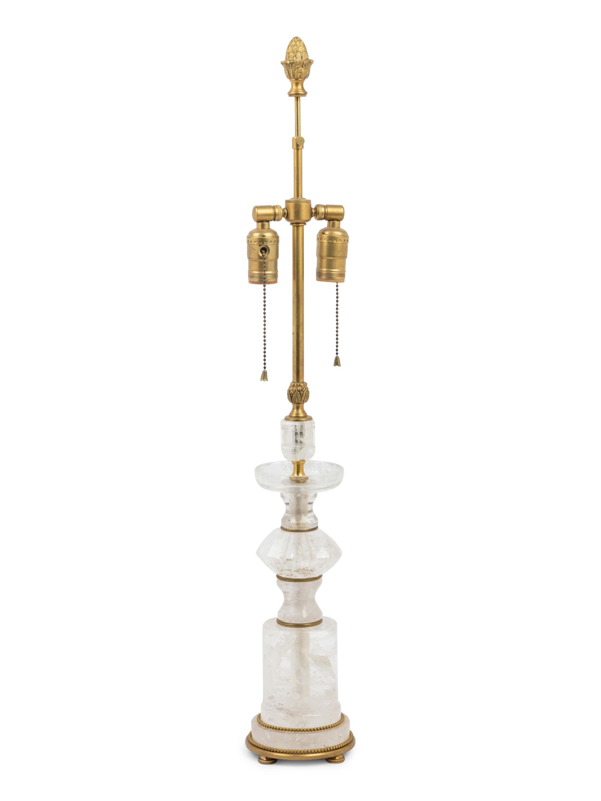A Gilt Metal Mounted Rock Crystal Table Lamp