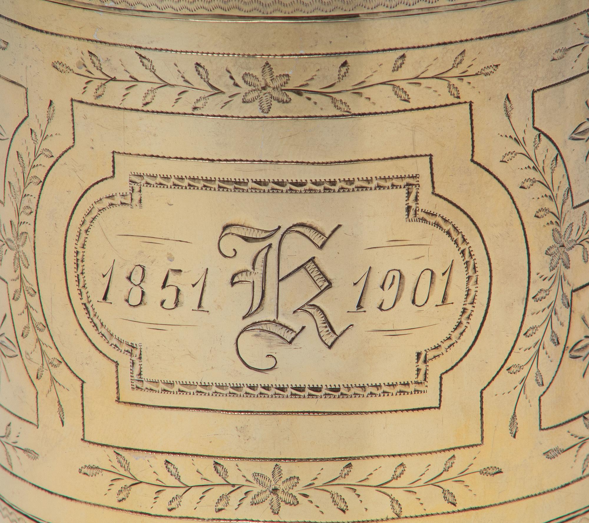 Four American Silver-Gilt Mugs