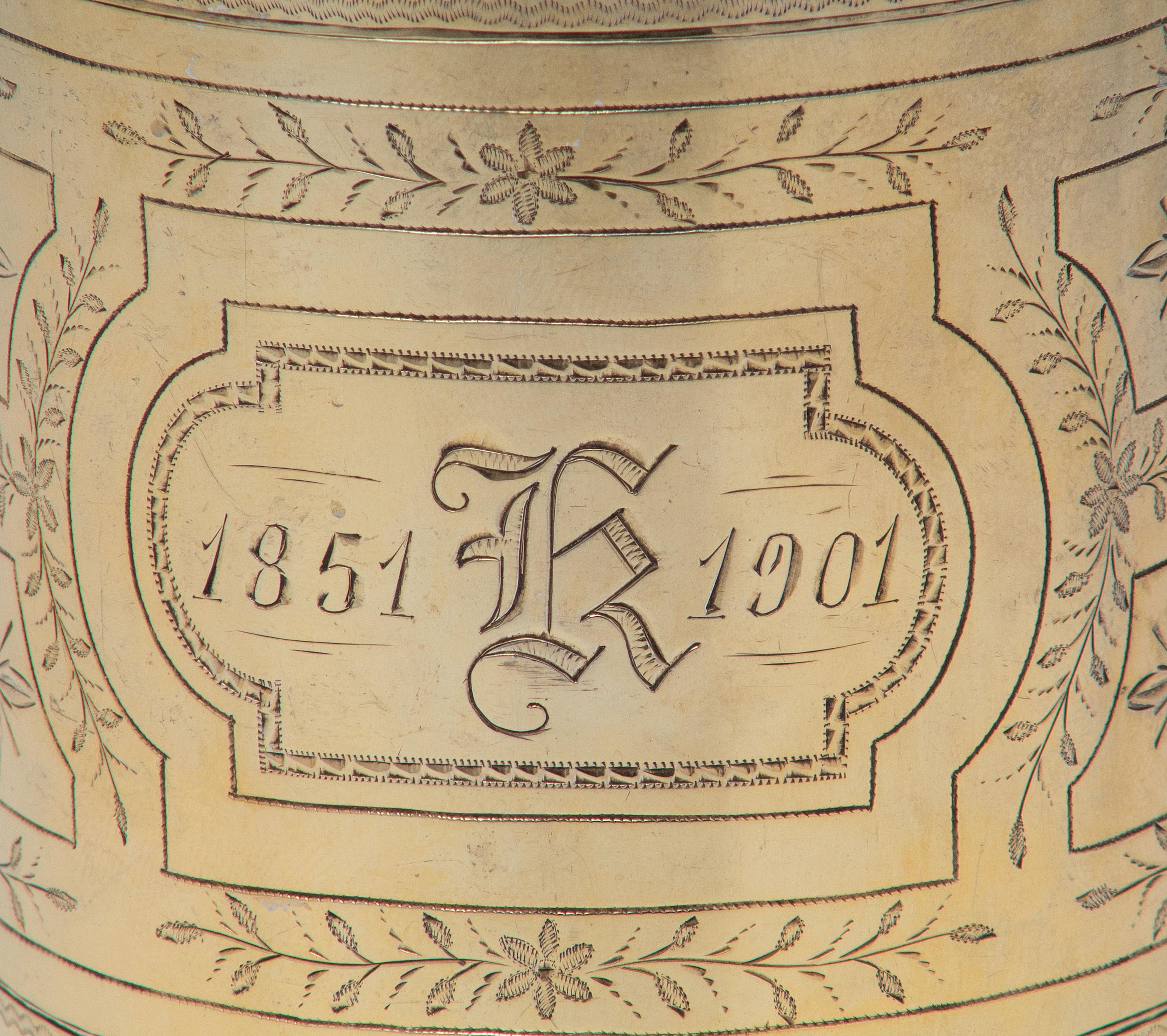 Four American Silver-Gilt Mugs
