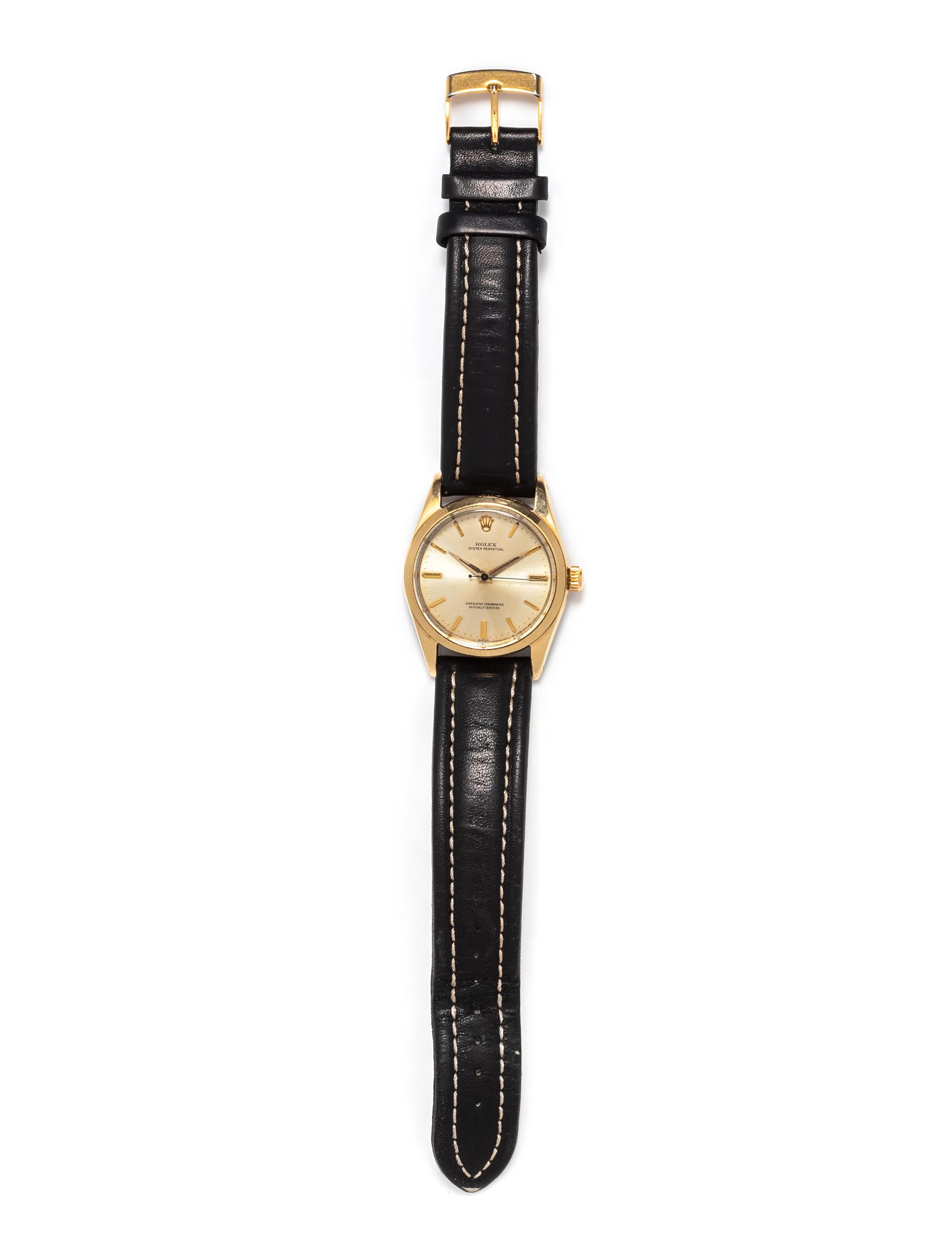 ROLEX, STAINLESS STEEL WITH YELLOW GOLD SHELL REF. 1014 'OYSTER PERPETUAL' WRISTWATCH