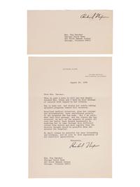 (Politics) NIXON, Richard M. (1913-1994). A personal, hand-signed letter from Former President Richard M. Nixon regarding his wife, Pat Nixon’s health: