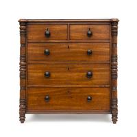A Miniature American Classical Mahogany Five-Drawer Chest of Drawers