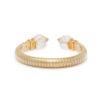 BOUCHERON, BICOLOR GOLD, ROCK CRYSTAL, AND EMERALD CUFF BRACELET