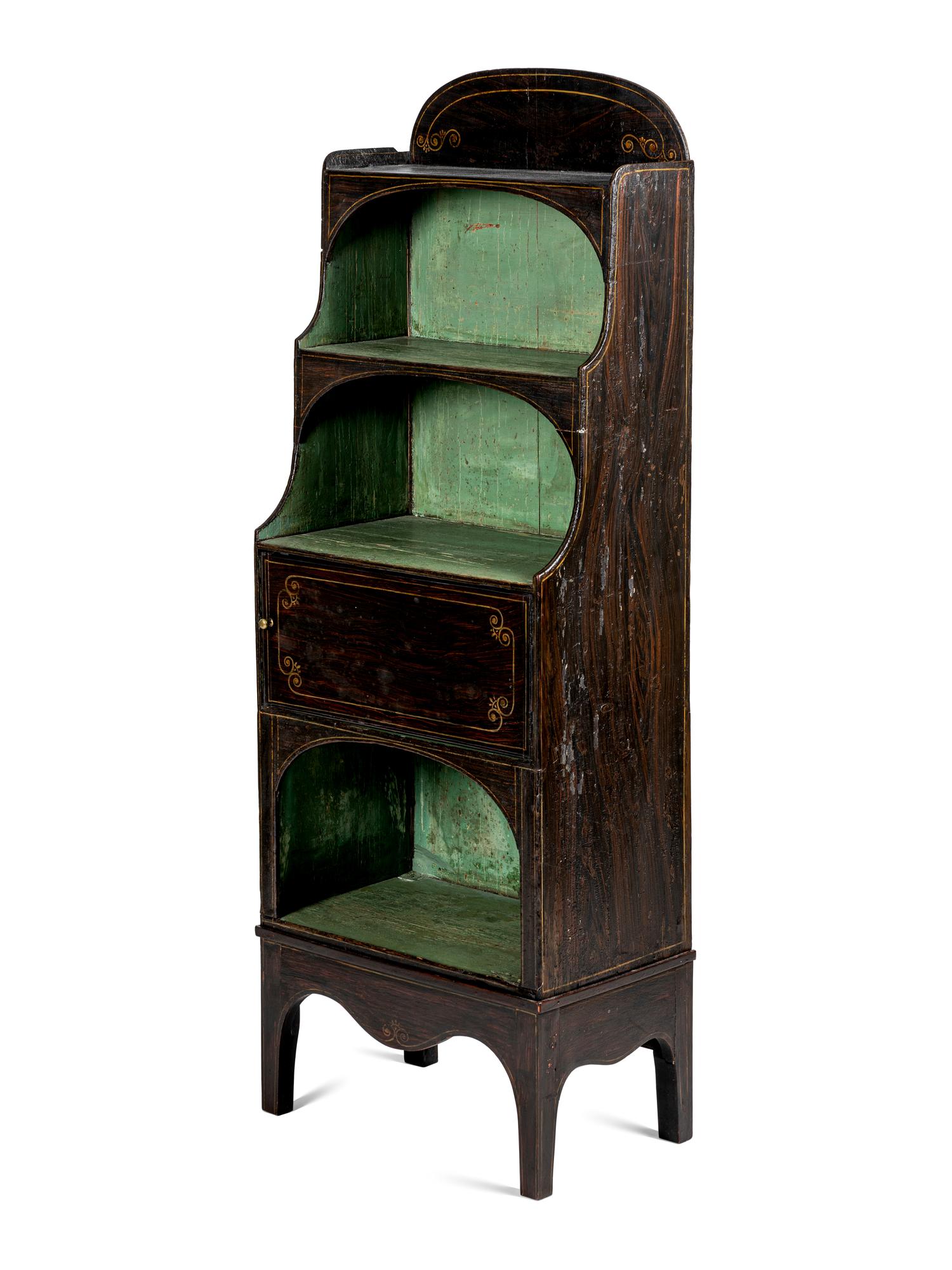 A Late Regency Rosewood Grain-Painted Etagère