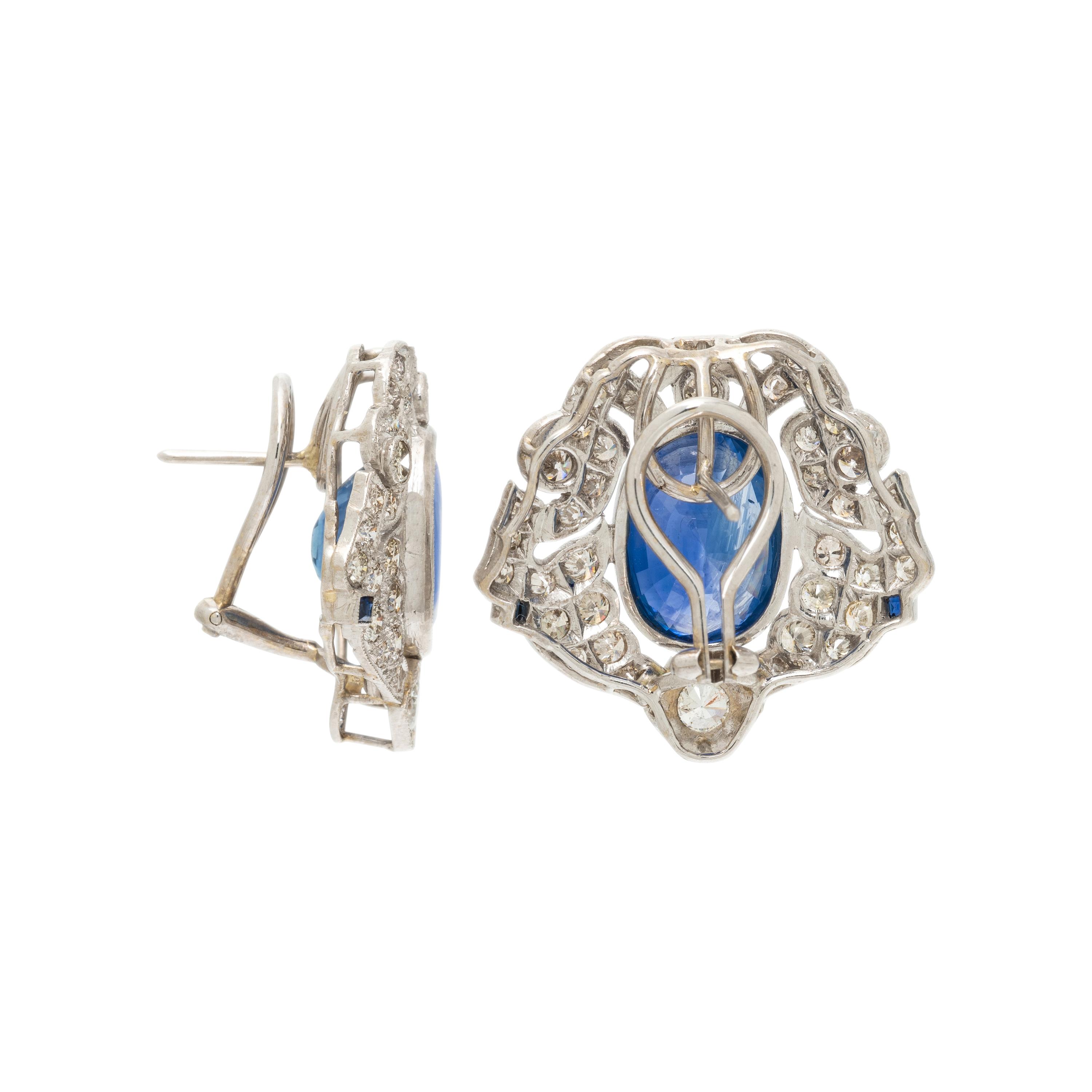 WHITE GOLD, SAPPHIRE, AND DIAMOND EARRINGS
