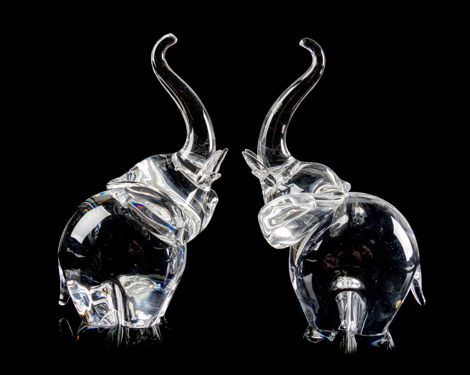A Pair of Steuben Glass Figures Height of taller 8 1/2 inches. — SECOND HALF 20TH CENTURY
