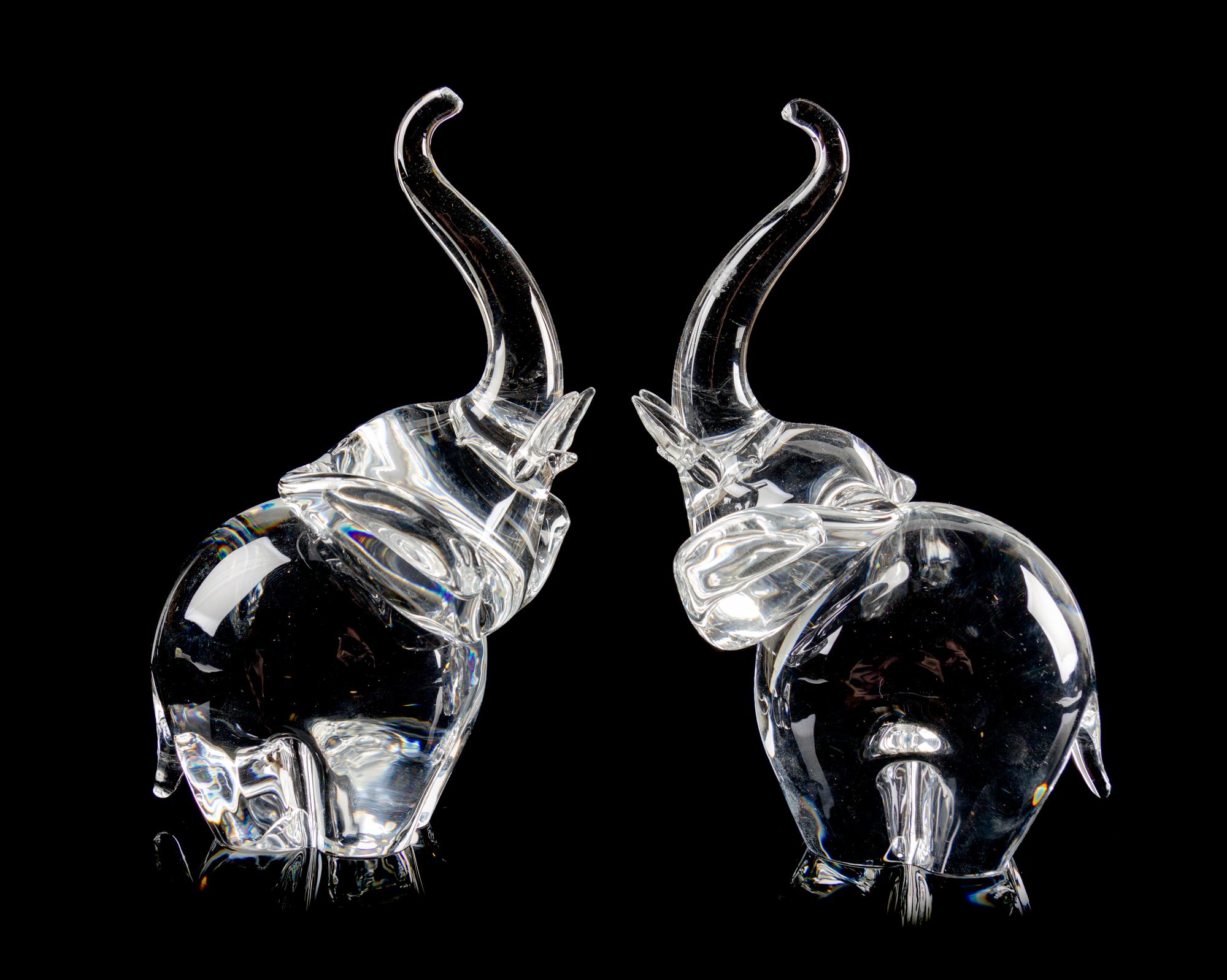 A Pair of Steuben Glass Figures Height of taller 8 1/2 inches. — SECOND HALF 20TH CENTURY