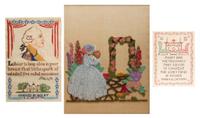 An American Needlework Sampler, Height of first overall 25 inches.