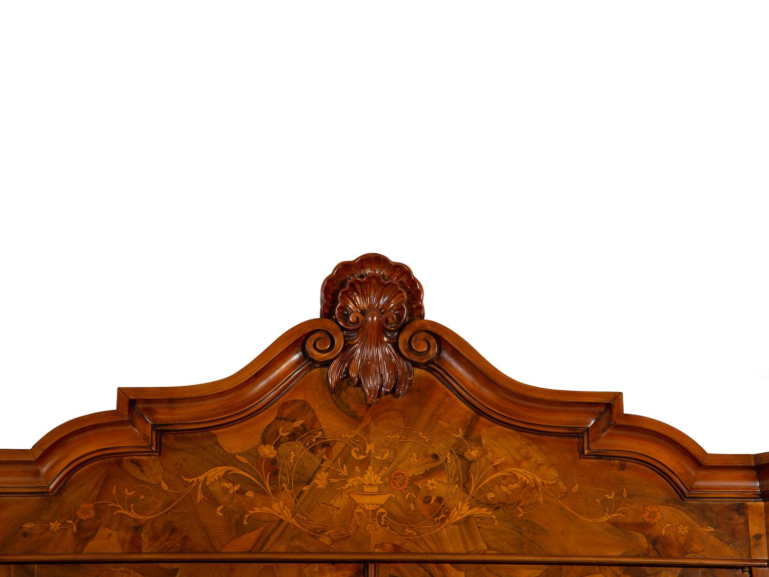 A Dutch Baroque Style Marquetry Secretary Bookcase — 20TH CENTURY