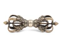 A Large Tibetan Silver Five-Pronged Vajra Dorje
