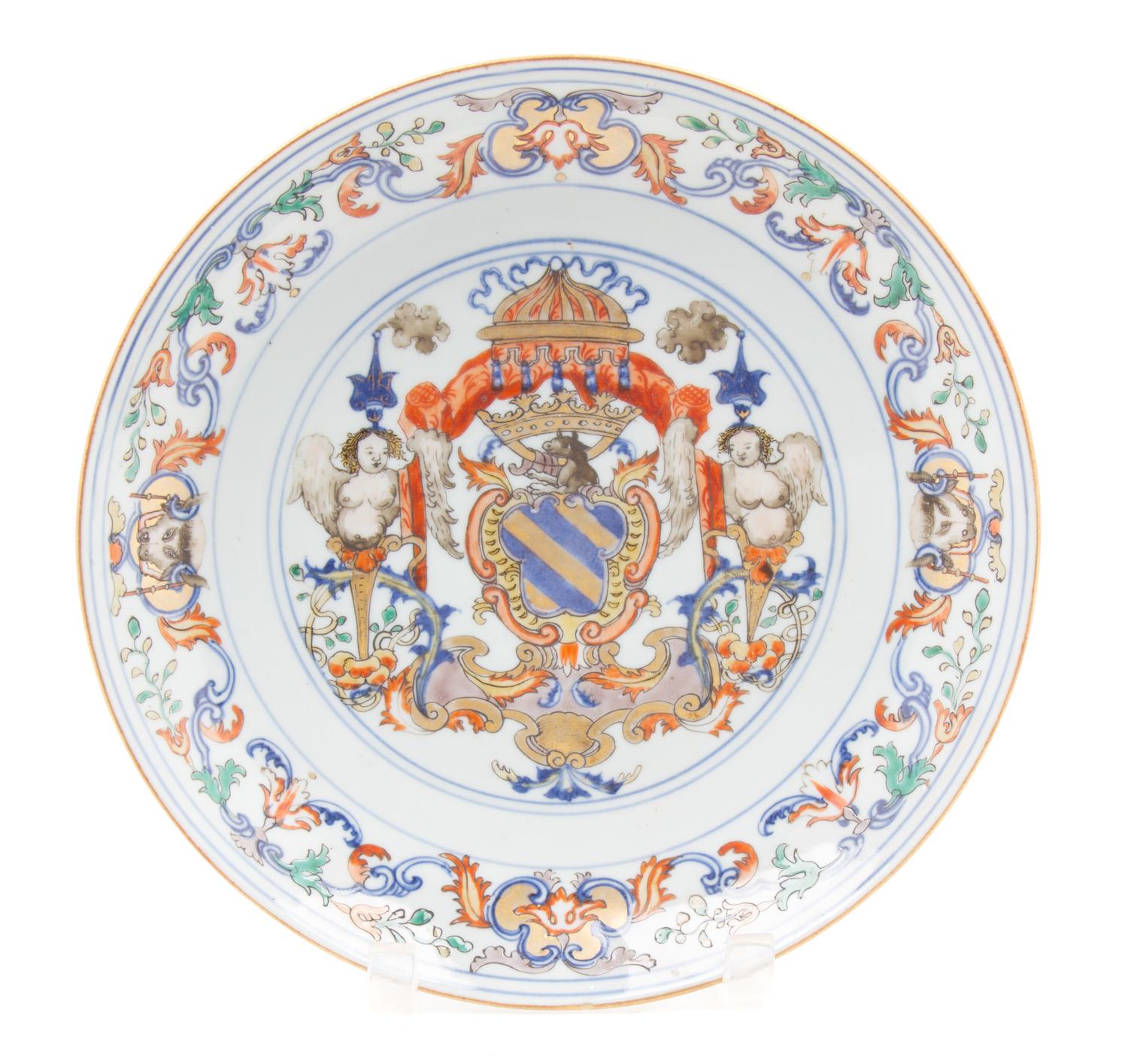 A Chinese Portuguese Market Armorial Porcelain Plate FIRST QUARTER 18TH CENTURY Diameter 10 1/2 inches. — FIRST QUARTER 18TH CENTURY