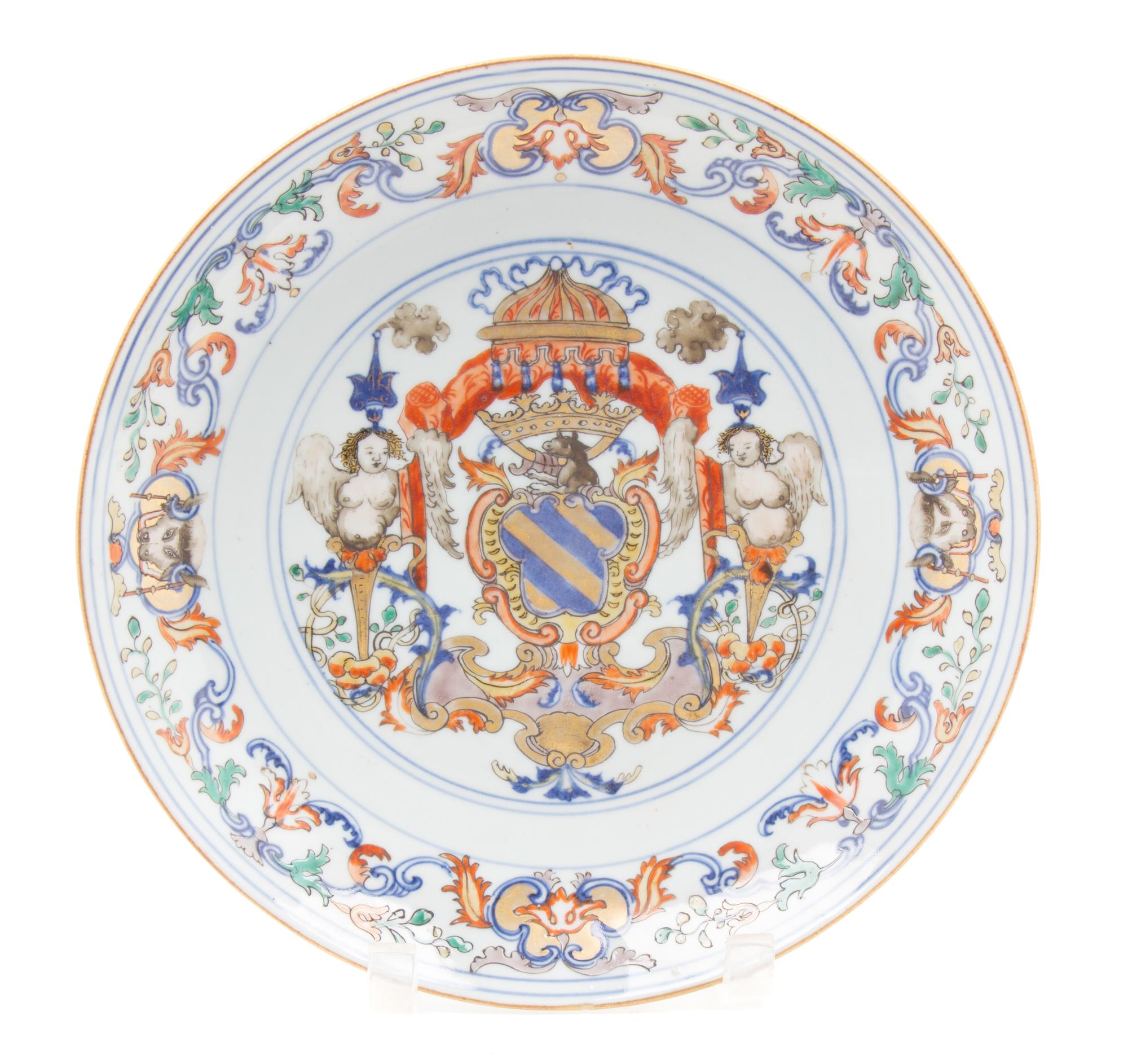A Chinese Portuguese Market Armorial Porcelain Plate FIRST QUARTER 18TH CENTURY Diameter 10 1/2 inches. — FIRST QUARTER 18TH CENTURY