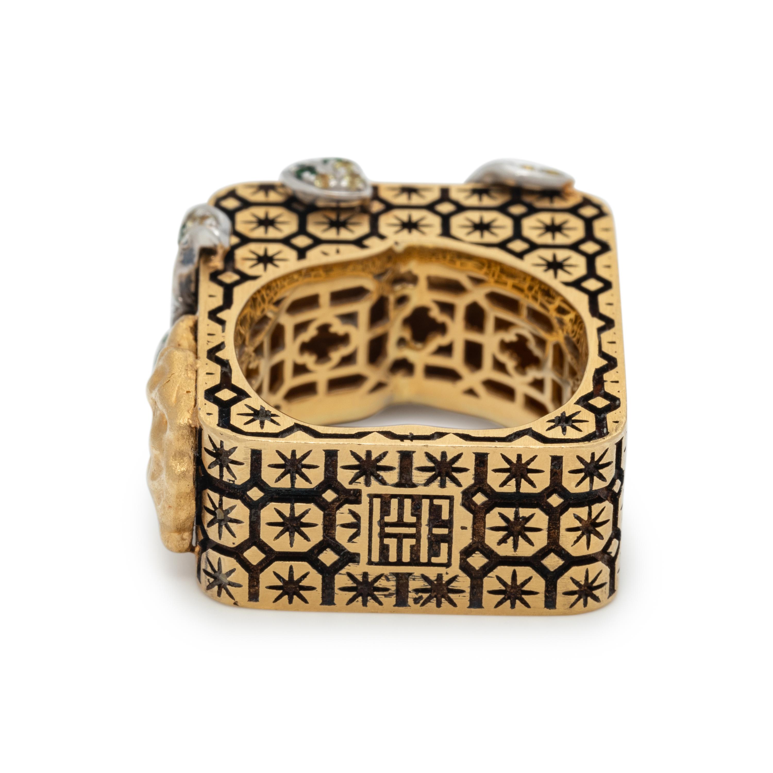 DICKSON YEWN, DIAMOND AND GEMSTONE 'FLORAL BROCADE' RING