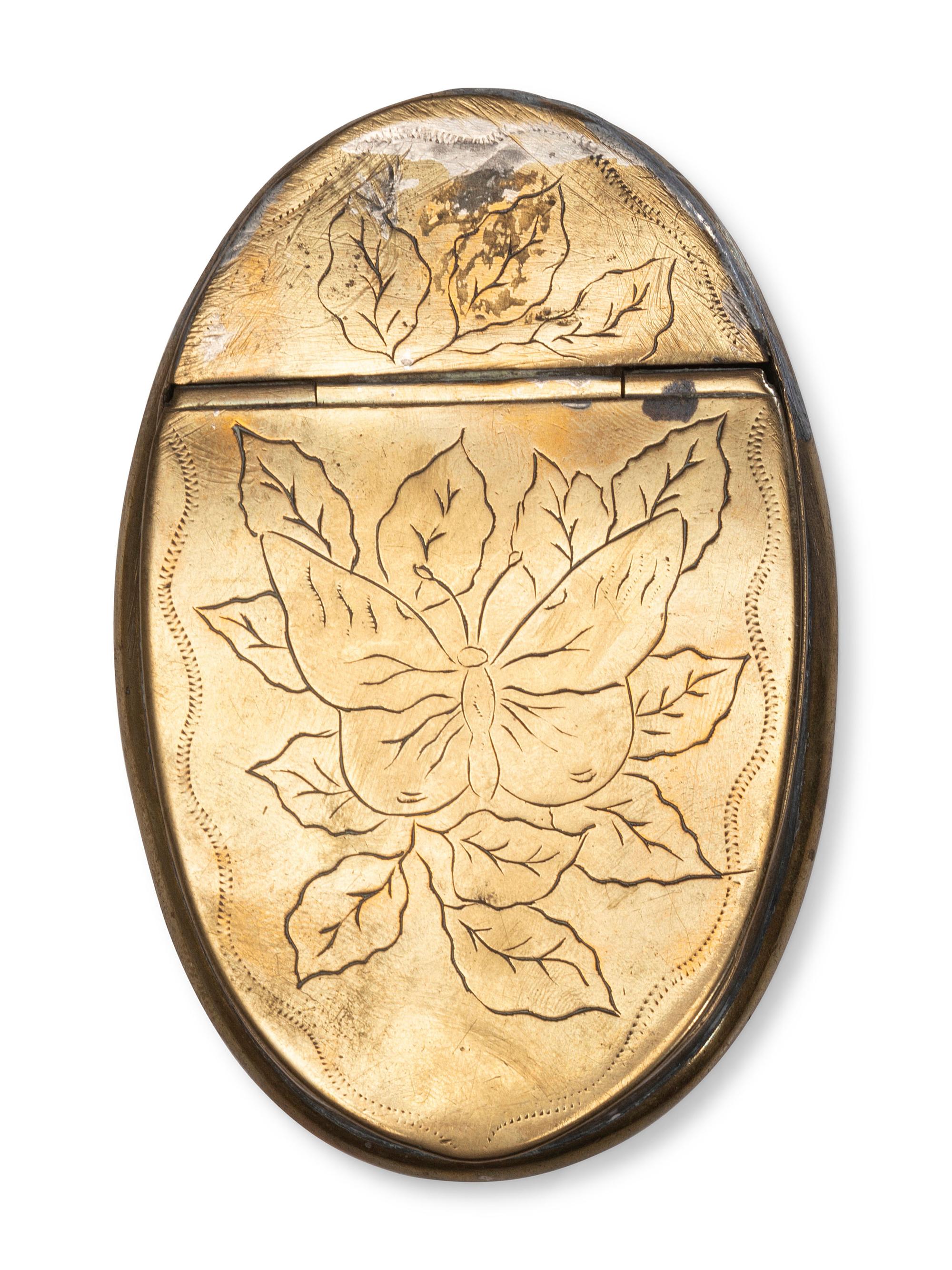 Five Brass Snuff and Trinket Boxes