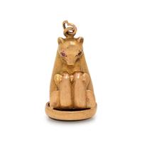 YELLOW GOLD AND HARDSTONE BEAR CHARM