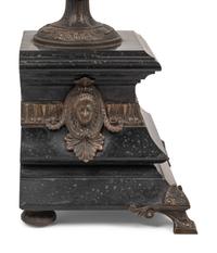 A Pair of French Bronze and Slate Six-Light Candelabra