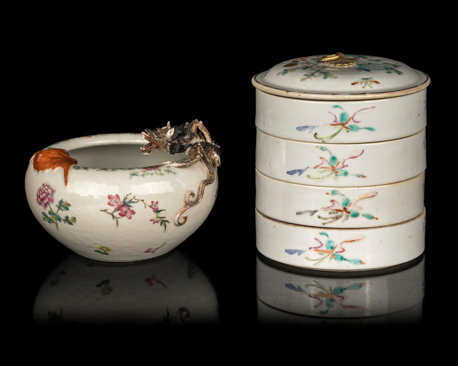 Two Chinese Famille Rose Porcelain Articles