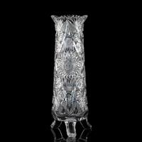 A Brilliant-Period Cut Glass Vase with Three Peg Feet