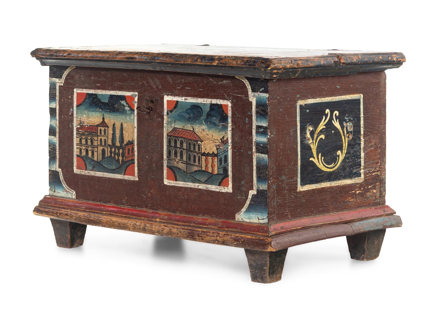 A Continental Painted Pine Blanket Chest