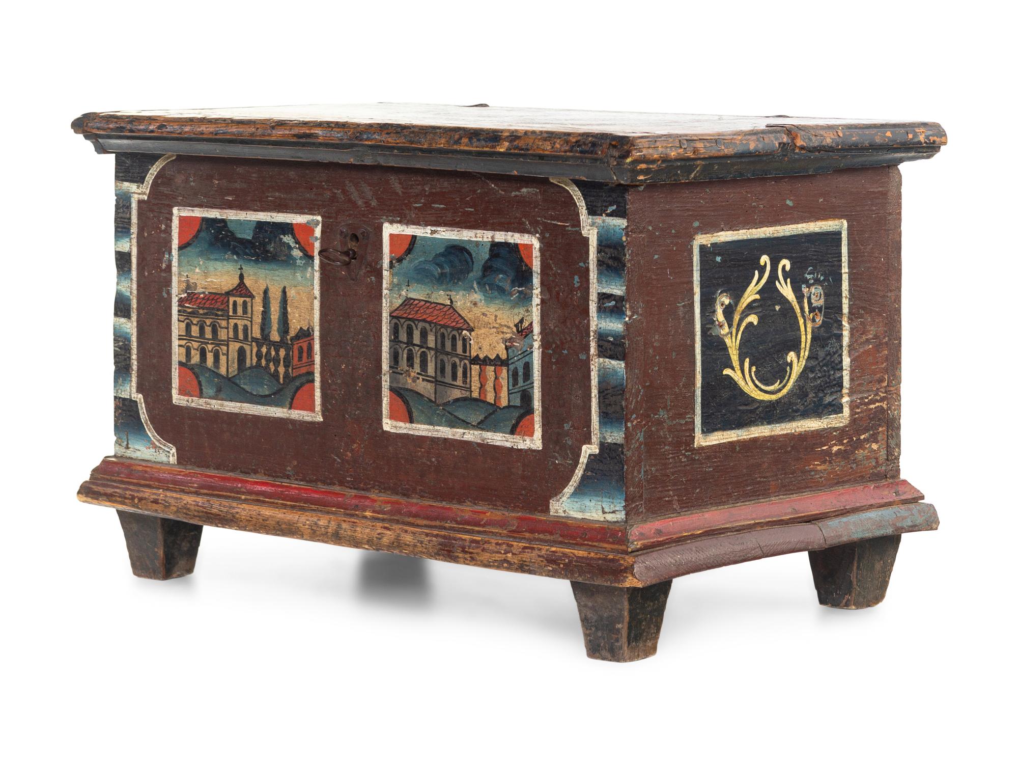 A Continental Painted Pine Blanket Chest