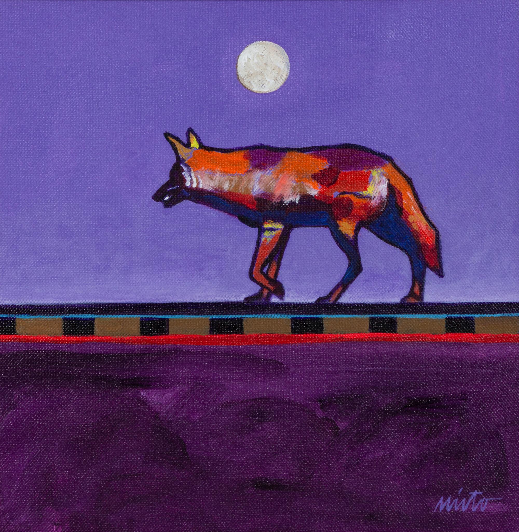 Coyote Walking on Railroad Track , 2014