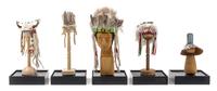 Five Native American Style Headdresses Length of longest 3 1/4 inches. — Various Makers
