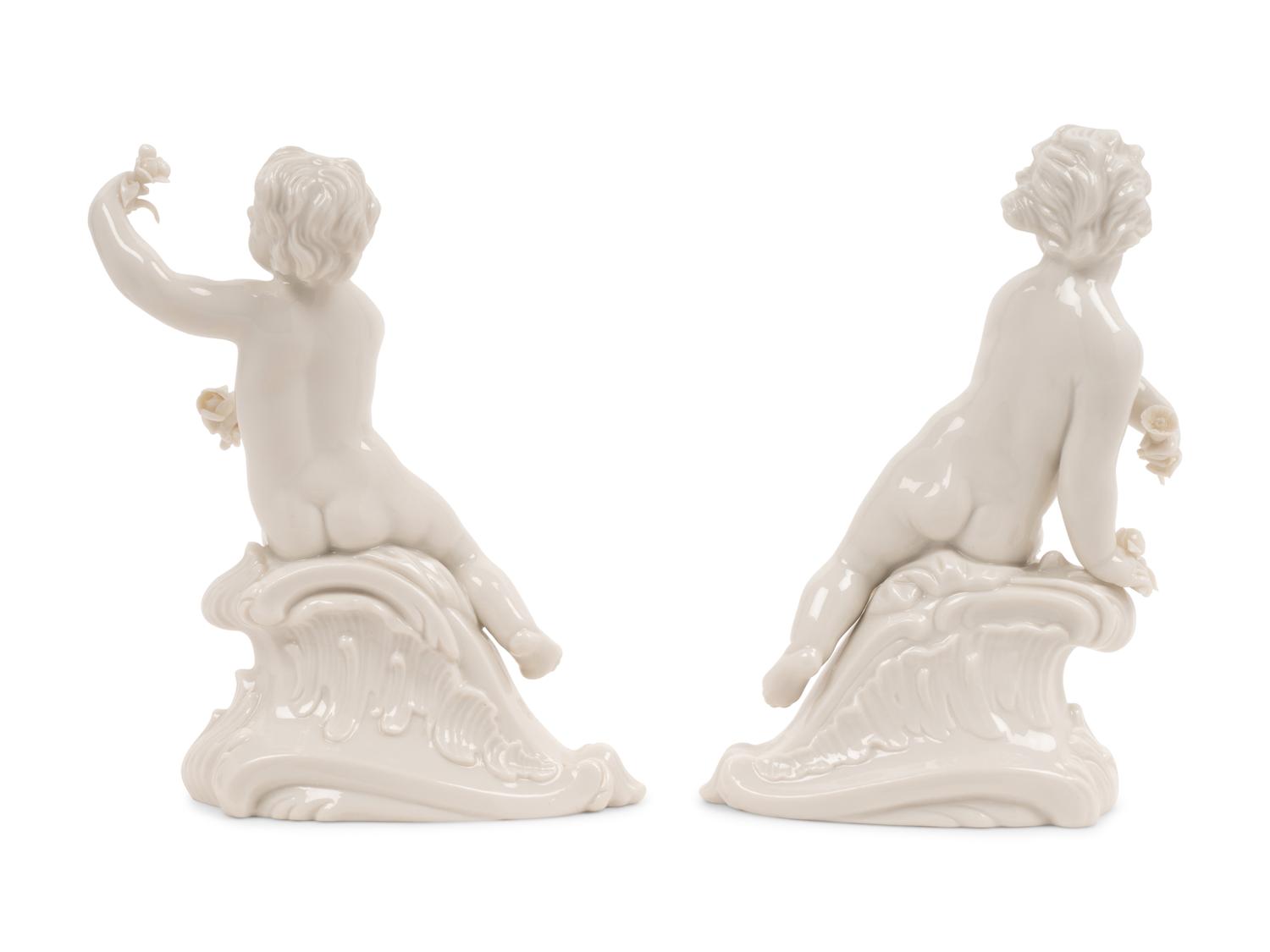 A Pair of Nymphenburg Porcelain Cherubs