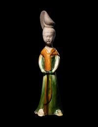 A Sancai Pottery Figure of a Standing Court Lady