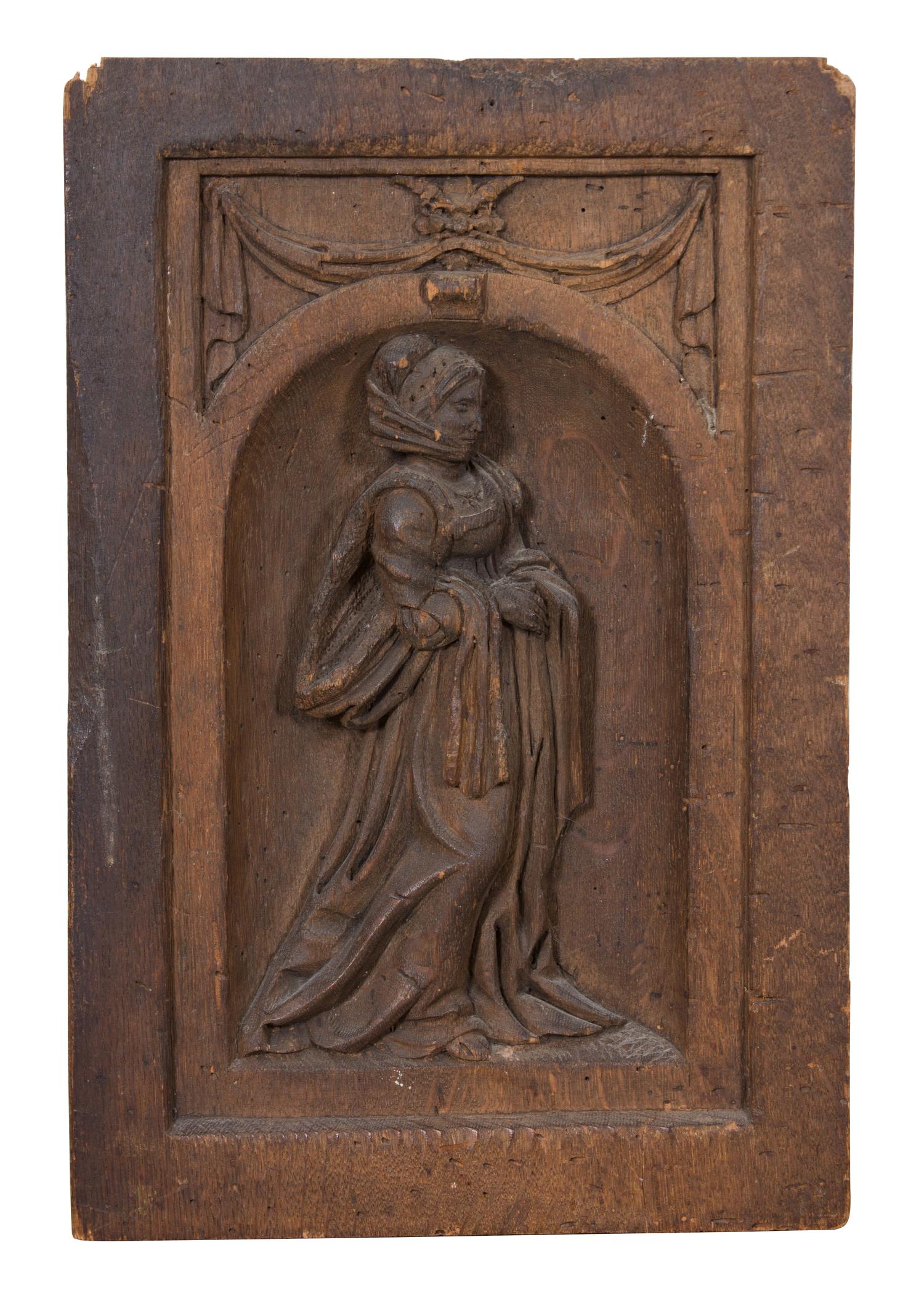 A Pair of Continental Carved Oak Panels 16 1/2 x 11 inches. — 19TH CENTURY