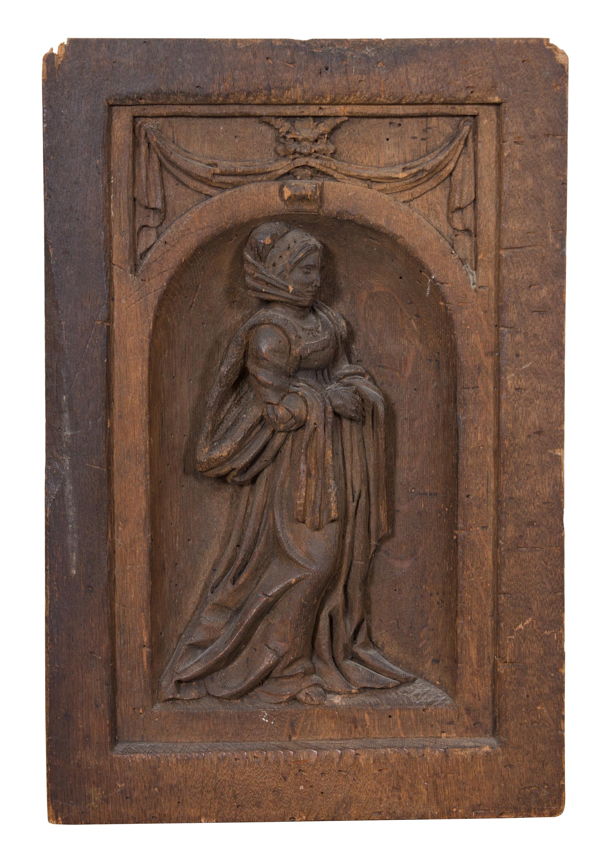 A Pair of Continental Carved Oak Panels 16 1/2 x 11 inches. — 19TH CENTURY