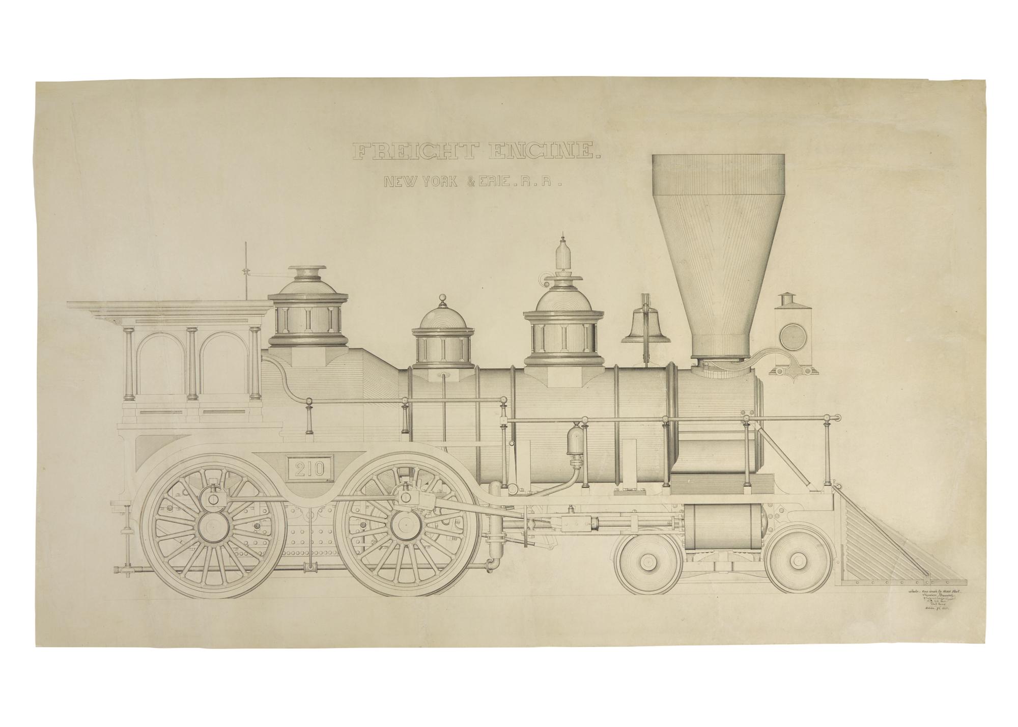 [Americana] [Railroad] Krausch, Theodore. Freight Engine. New York & Erie R.R.
