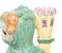 A Pair of Chinese Glazed Ceramic Seated Foo Lions