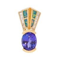 TANZANITE, DIAMOND AND OPAL PENDANT